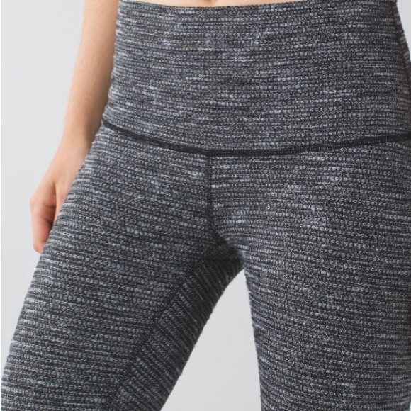 Lululemon Wunder Under Pant Hi-Rise Coco Pique Black White Full Length Luon Sz 4 - Picture 3 of 10